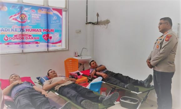 Sambut Hari Jadi Humas Polri ke-75 Polres Kampar Gelar Donor Darah